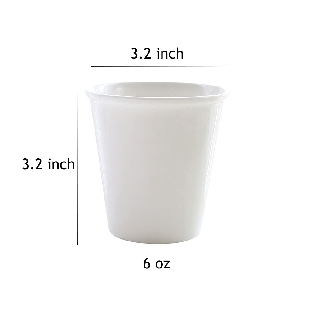 Sizikato 6-Piece Porcelain Tumbler Set - 6 Oz Ceramic Drinking Glasses for Coffee, Tea, Juice & Cocktails - Perfect for Home, Office & Restaurant Use