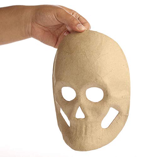 48 Pack Bulk Paper Mache Skeleton Masks - DIY Craft Kit for Painting, Decoupage & Decorating - Perfect for Halloween Parties, Classroom Projects & Art Activities
