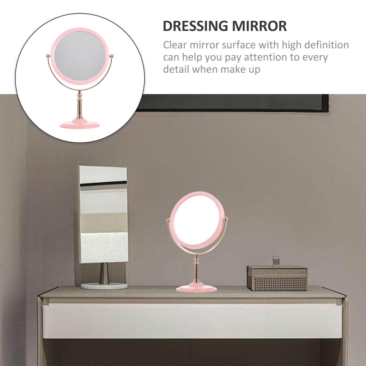 Double Sided Vanity Mirror with LED Lights - Portable Travel Makeup Mirror for Home & On-The-Go - Lighted Aluminum Frame in Pink - Perfect for Makeup Application, Skincare & Travel Essentials