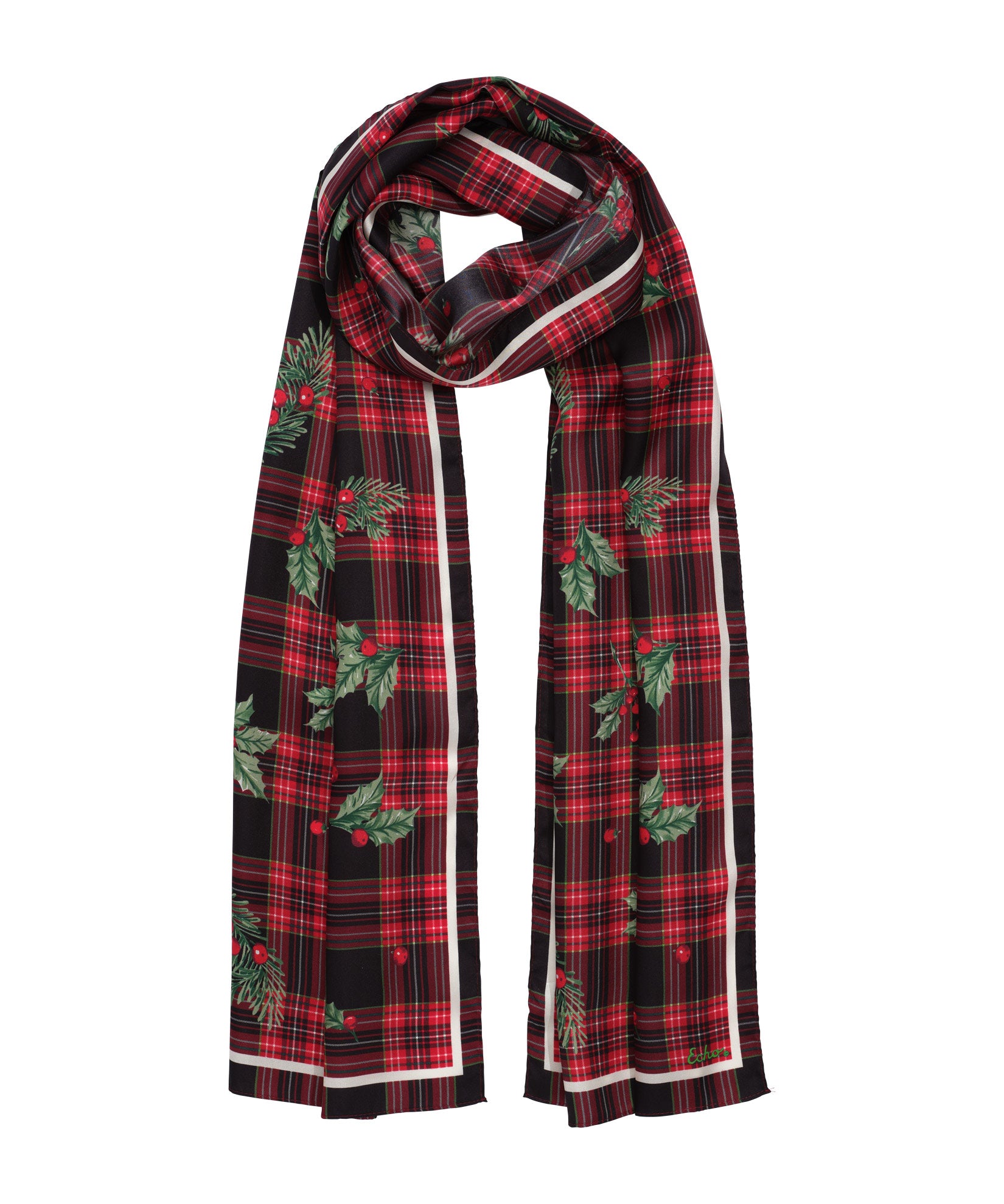 Holly Plaid Silk Scarf for Women - Luxury Soft Fashion Accessory for Office, Party & Travel - Elegant Gift Wrap & Outfit Styling