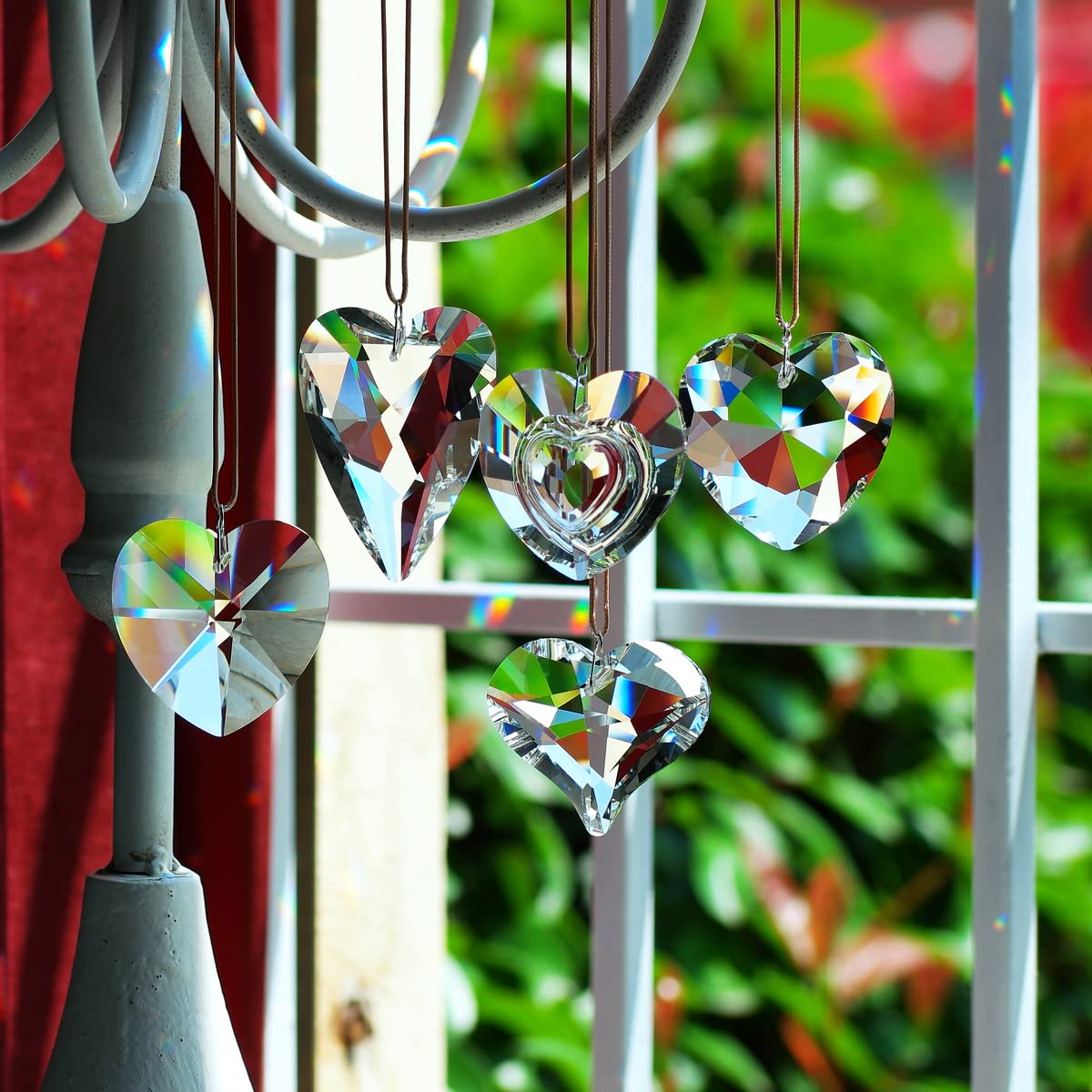 5pcs Heart Crystal Suncatcher Prism for Windows, Sun Catchers with Crystals, Christmas Ornaments, Gifts for Home Decor, Bedroom, Living Room, Garden
