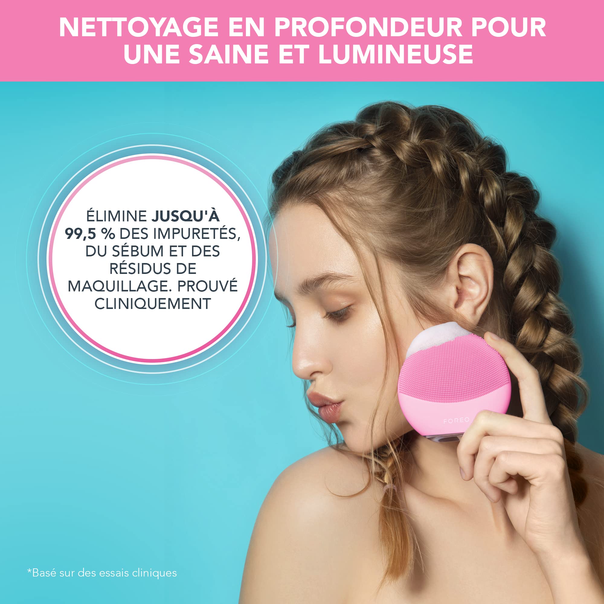 FOREO LUNA mini 3 Facial Cleansing Brush - Travel-Friendly Skincare Device - Hygienic Silicone Massager - App-Connected Electric Face Brush (Pearl Pink) for Daily Deep Cleansing & Pore Refining