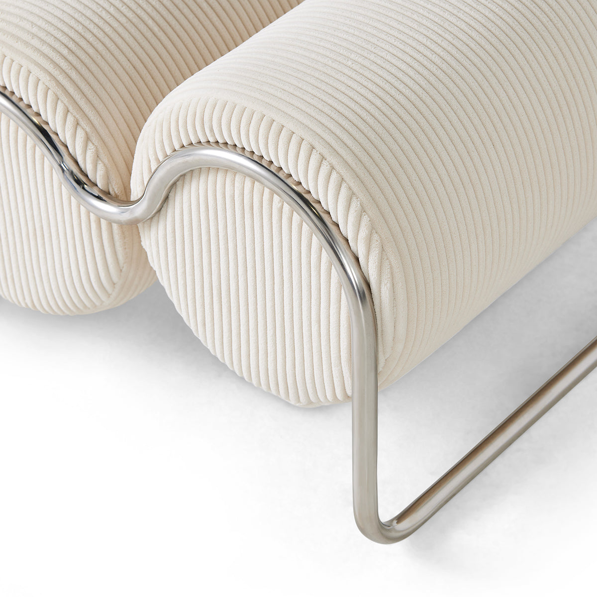 Sorrento Chrome Ottoman - Modern Round Footstool with Tufted Upholstery, Perfect for Living Room, Bedroom, or Office Decor