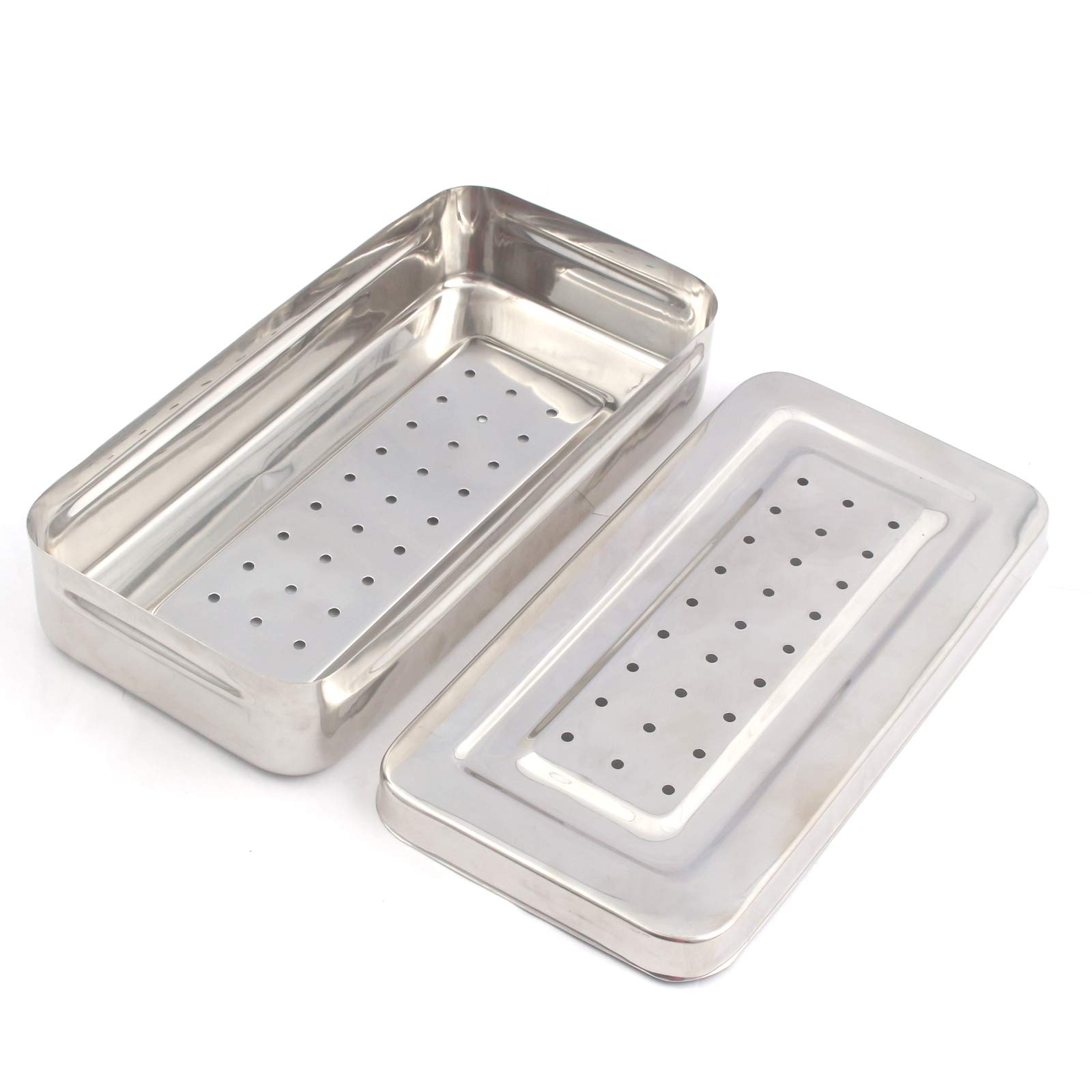 OdontoMed2011 25x12x5 cm Perforated Stainless Steel Dental Instrument Tray Box - Sterilization & Organization for Dental Clinics, Hospitals & Labs