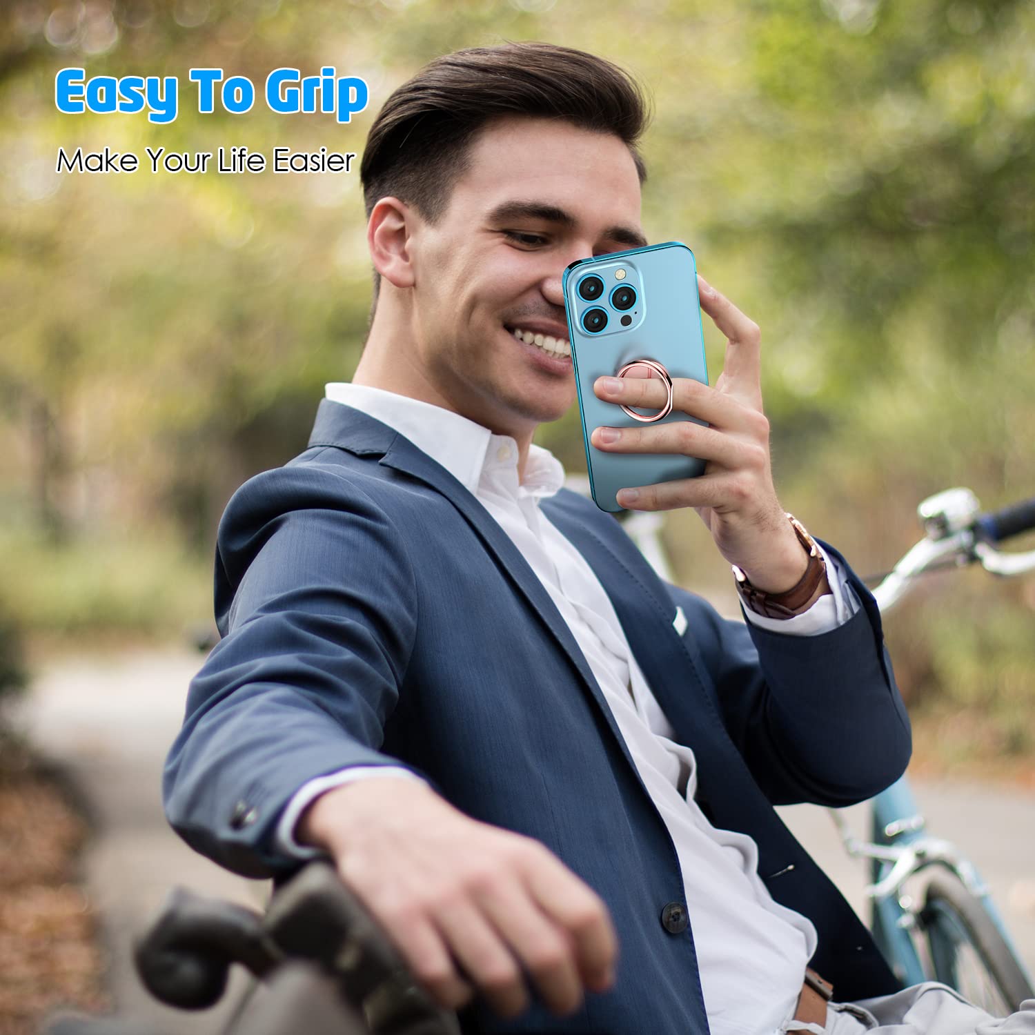 WixGear (2 Pack) Magnetic Phone Ring Holder & Kickstand - Universal Finger Grip for All Phones, Compatible with Magnetic Car Mounts - Rose Gold | Perfect for Driving, Selfies, and Hands-Free Use