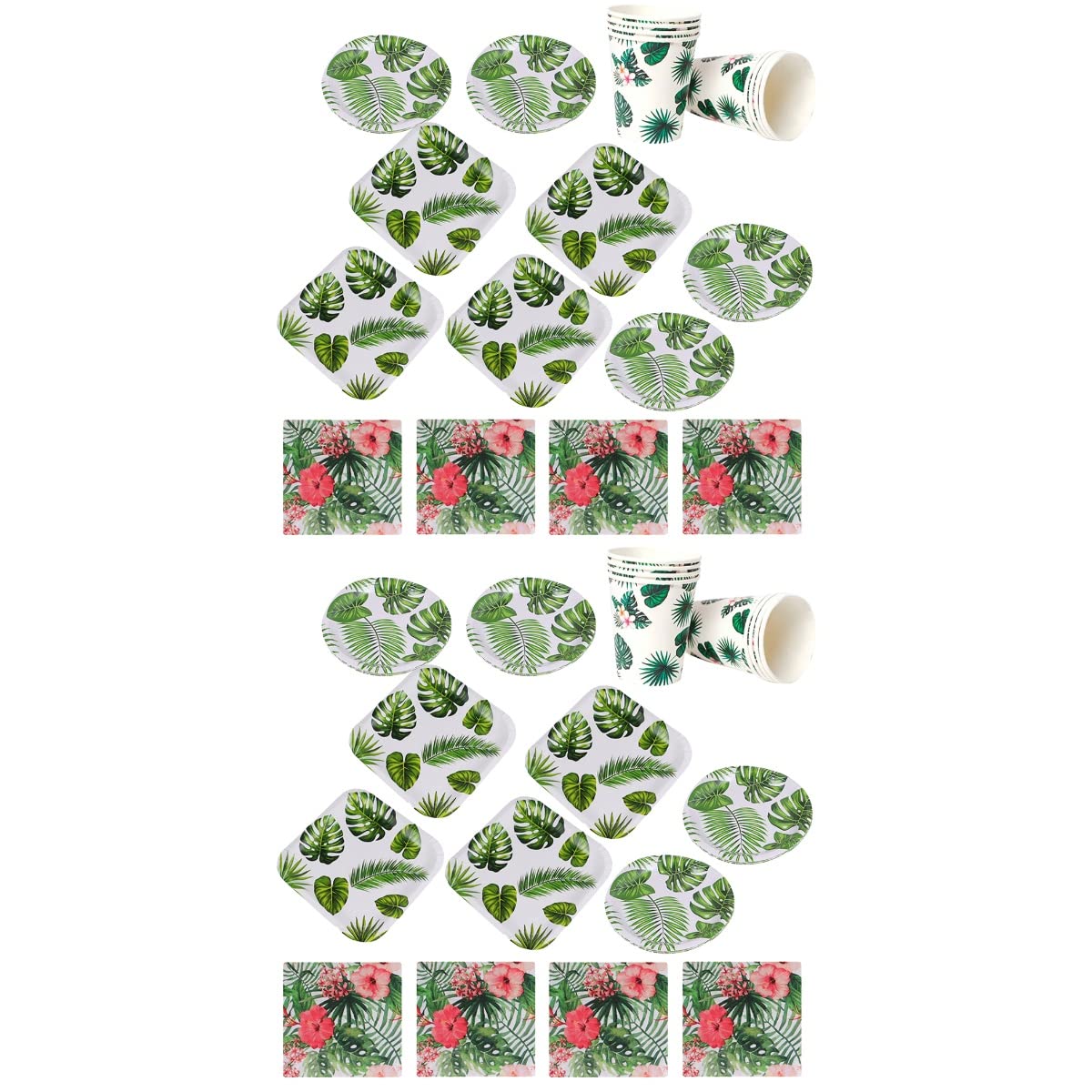 Amosfun 88-Piece Hawaii Party Supplies Set - Tropical Themed Paper Plates, Dinnerware, Cups & Napkins for Baby Showers, Weddings & Beach Parties | Perfect for Hawaiian Luau, Ocean-Themed Events & Summer Celebrations