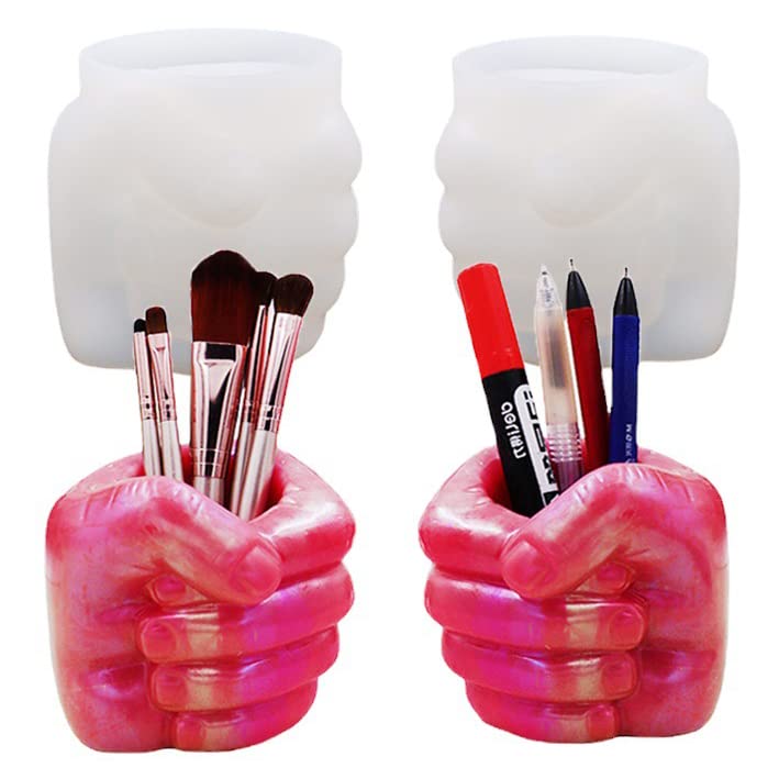 Hand Resin Mold Silicone - Fist Shape Pen Holder & Jewelry Container - Epoxy Resin Casting Molds for DIY Flower Pots, Makeup Brush Holder - Perfect for Home Decor, Crafting & Unique Gifts