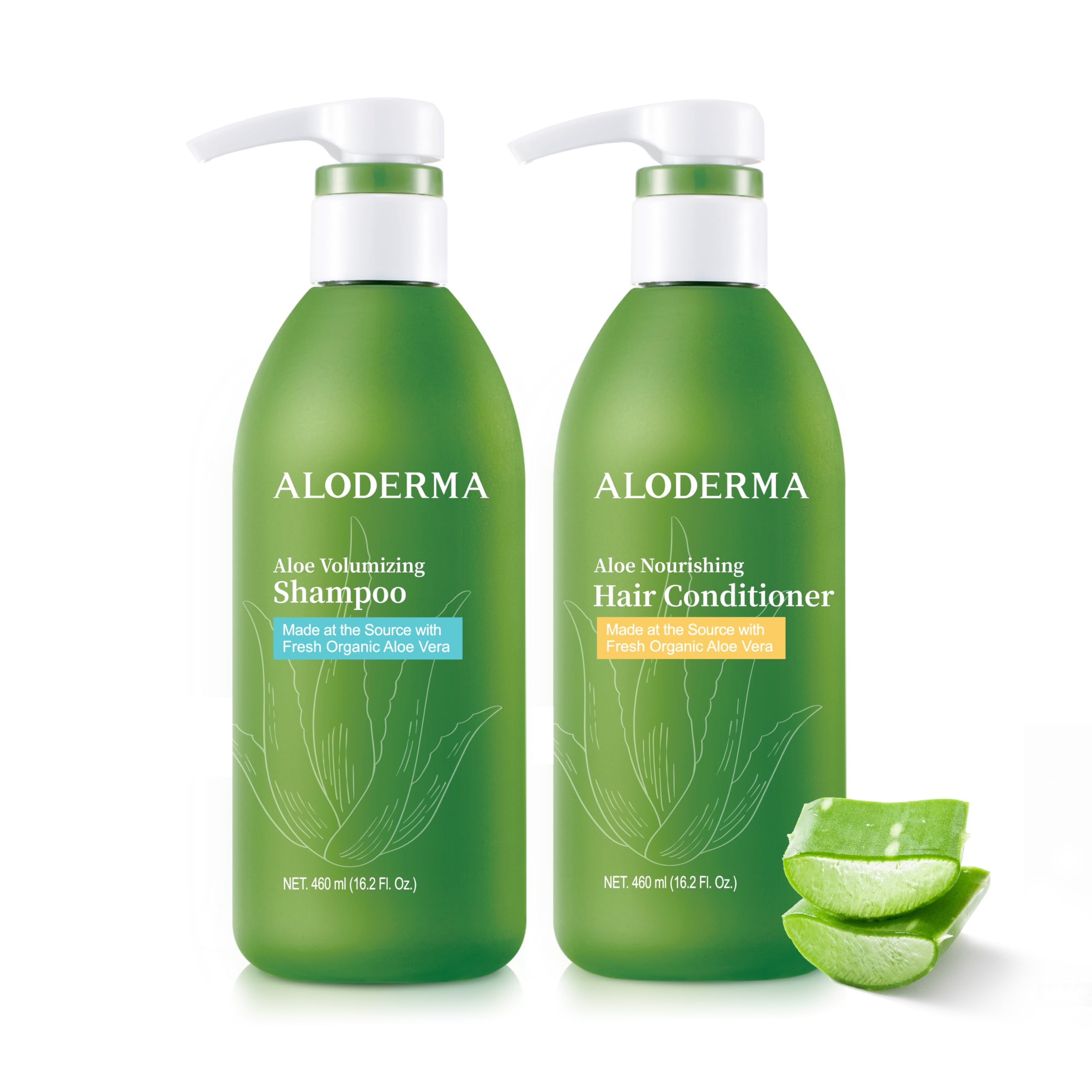 Aloderma Aloe Vera Hair Care Set - Volumizing Shampoo & Nourishing Conditioner for Thicker, Healthier Hair | Natural Hair Growth Treatment for Dry, Damaged Hair | Perfect for Daily Hair Care Routine & Salon-Quality Results at Home