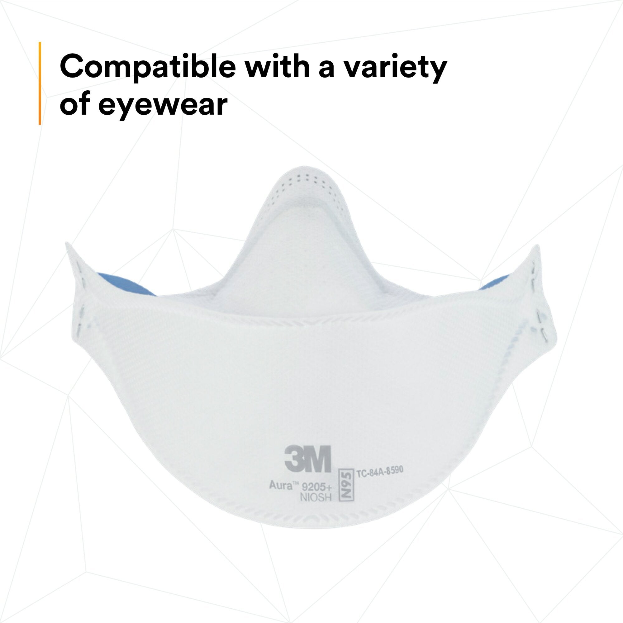 3M Aura Particulate Respirator 9205+ N95 Masks - NIOSH Certified, Comfortable Fit for Dust, Pollen & Airborne Particles - Ideal for Construction, Woodworking & Home Improvement Projects
