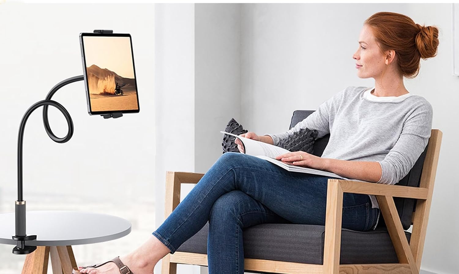 Adjustable Goose Neck Tablet & Phone Stand Holder - Compatible with iPad, iPhone, Nintendo Switch, Kindle & More (39 Inch, Black) - Perfect for Bed, Desk, Kitchen & Office Use