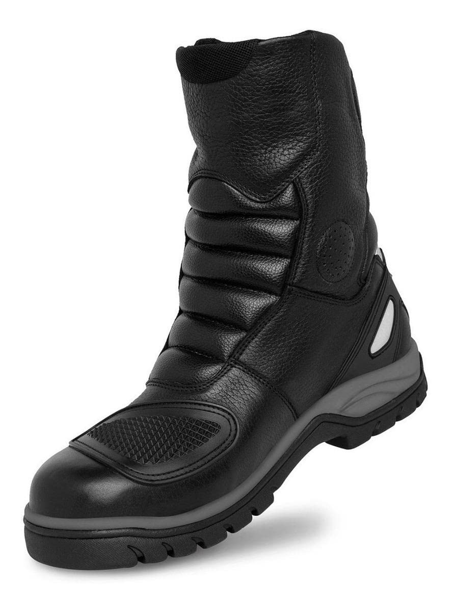 WORKLAND 77418 Men's Motorcycle Boots - Durable Leather Riding Boots with Ankle Protection, Slip-Resistant Rubber Sole & Reflective Strips - Ideal for Cruiser, Sport Bike & Adventure Touring - Motorcycle Shoes for Men (Botas para Motocicleta Hombre)