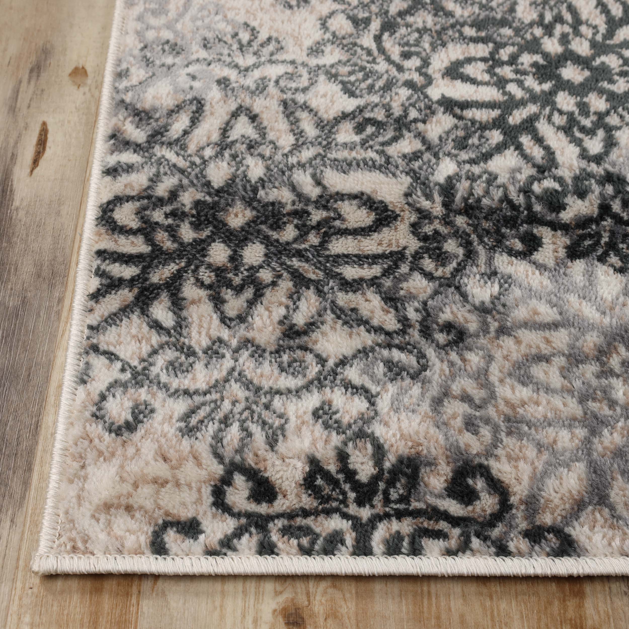 Leigh Traditional Floral Scroll Indoor Area Rugs & Runner Rugs - Non-Slip Soft Living Room Bedroom Decor Carpet