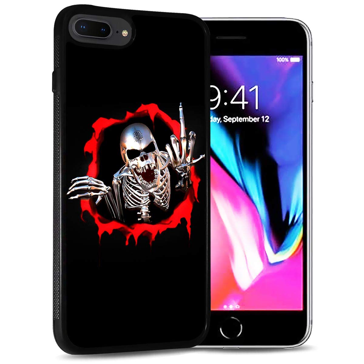 Durable Soft Protective Phone Case for iPhone 8, iPhone 7, iPhone SE 2 (2020) - Horror Skeleton Skull Design | Shockproof Slim Cover for Everyday Use & Halloween Style