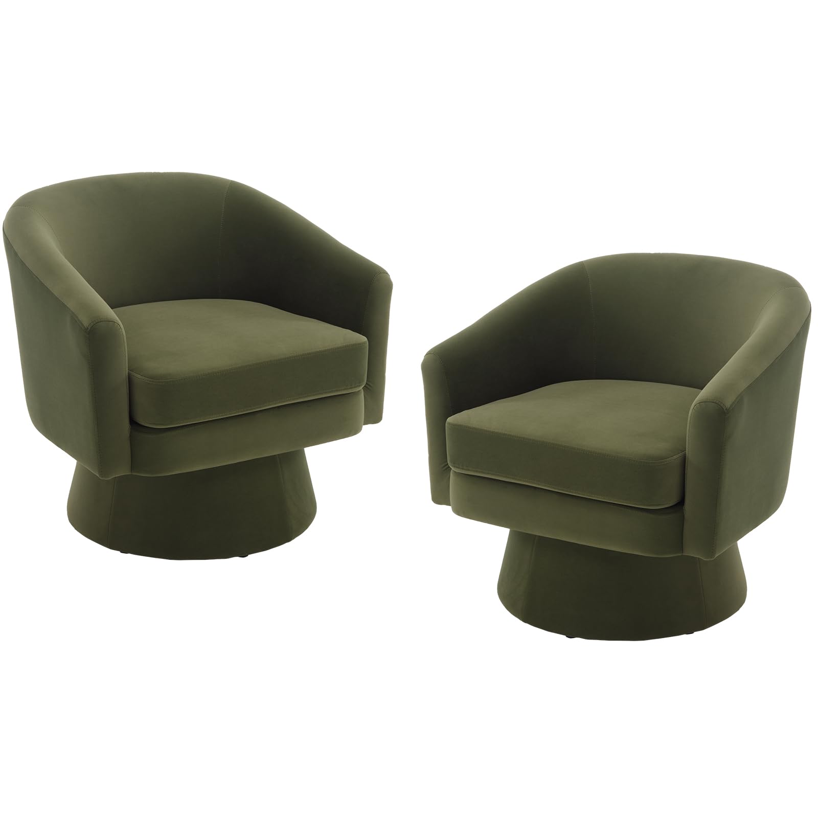 360 Swivel Barrel Accent Chairs Set of 2 - Modern Velvet Upholstered Lounge Chairs for Living Room, Bedroom & Reception - Small Round Armchair with 360° Rotation - Green Home Decor Accent Seating (Perfect for Small Spaces, Reading Nooks & Conversation Areas)