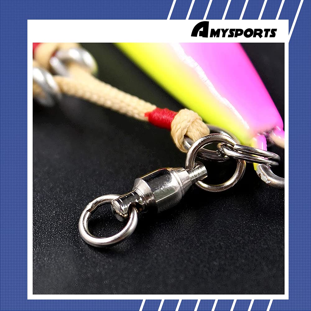 AMYSPORTS High-Strength Stainless Steel Ball Bearing Fishing Swivels - Smooth Rotating Barrel Swivel Connectors for Freshwater & Saltwater Fishing | Ideal for Lure Fishing, Trolling & Offshore Angling