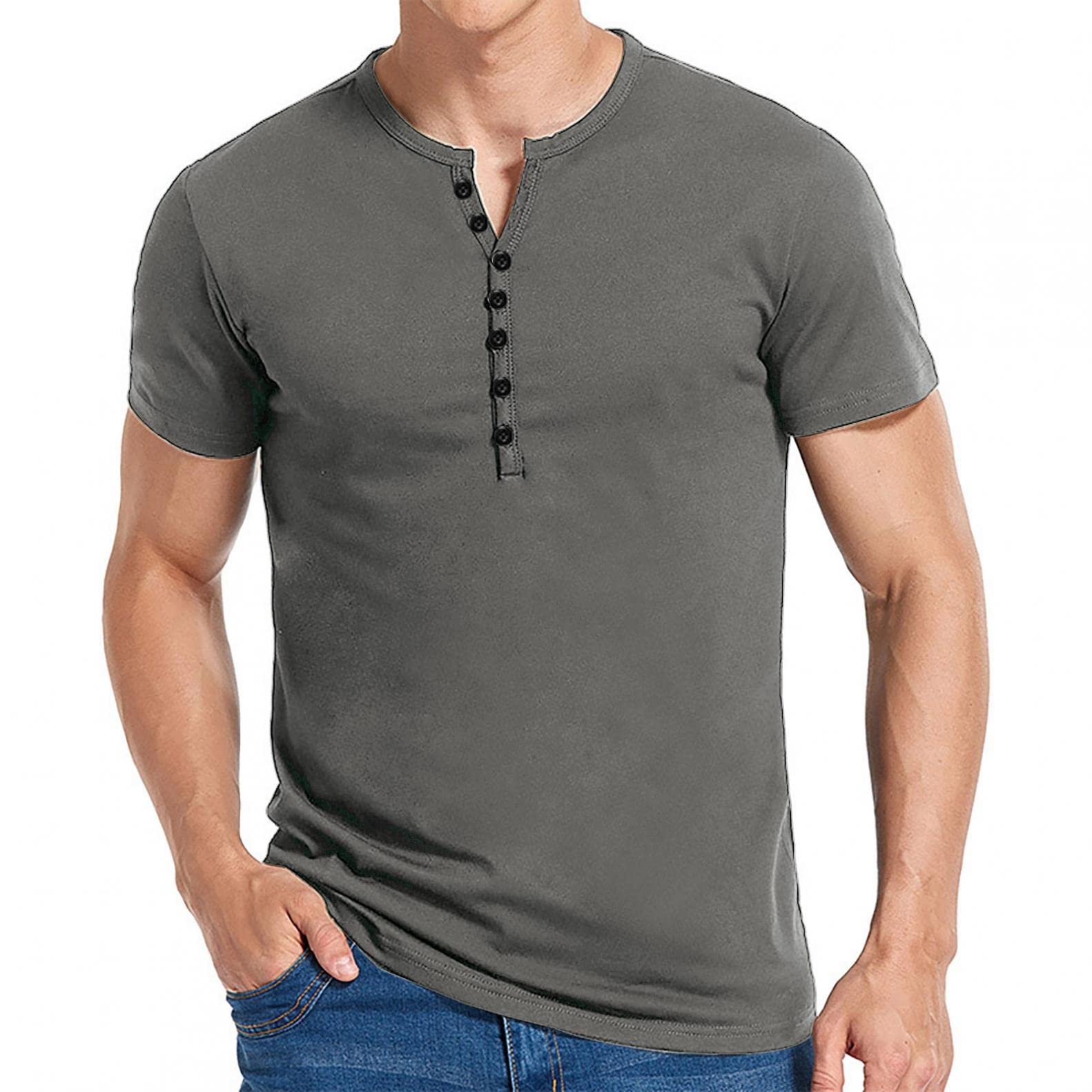 **Men's Polo Shirts & Henley T-Shirts - Short Sleeve Crew Neck Athletic Gym Tees for Workout & Casual Wear**