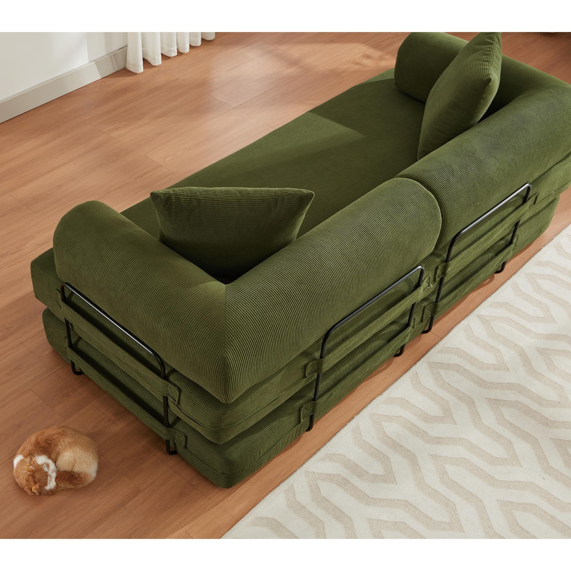 3-Seat Folding Sofa Bed - King Size Convertible Sleeper with High-Density Foam & Non-Slip Pad - Perfect for Small Spaces, Guest Rooms & Apartments