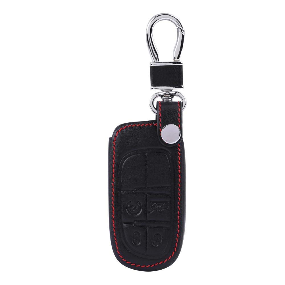 Qiilu Universal 4-Button PU Leather Car Key Fob Case Holder - Key Storage Bag Cover for Toyota, Honda, Ford (Perfect for Key Organization & Protection)