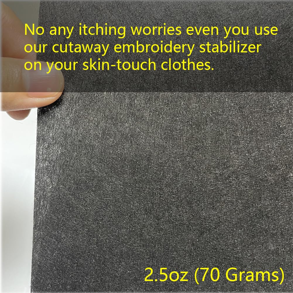 Seneme 8x8 Inch Black Cut Away Embroidery Stabilizer - 100 Precut Sheets, 2.5oz Medium Weight Backing for Machine & Hand Embroidery | Perfect for 4x4 and 6x6 Hoops | Ideal for DIY Projects, Quilting, and Garment Decoration