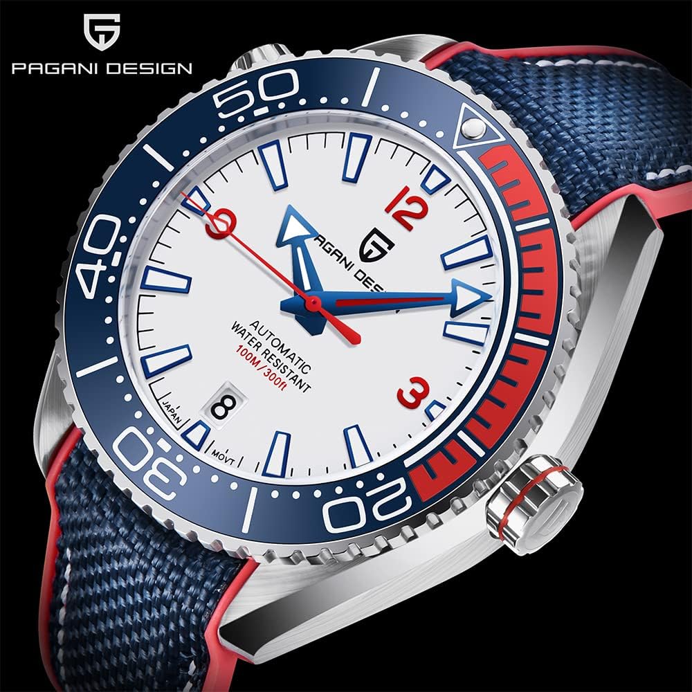 Pagani Design Men's Automatic Mechanical Sports Diving Watch with NH35 Movement - Waterproof Chronograph Wristwatch for Men - Perfect for Swimming, Diving & Outdoor Adventures