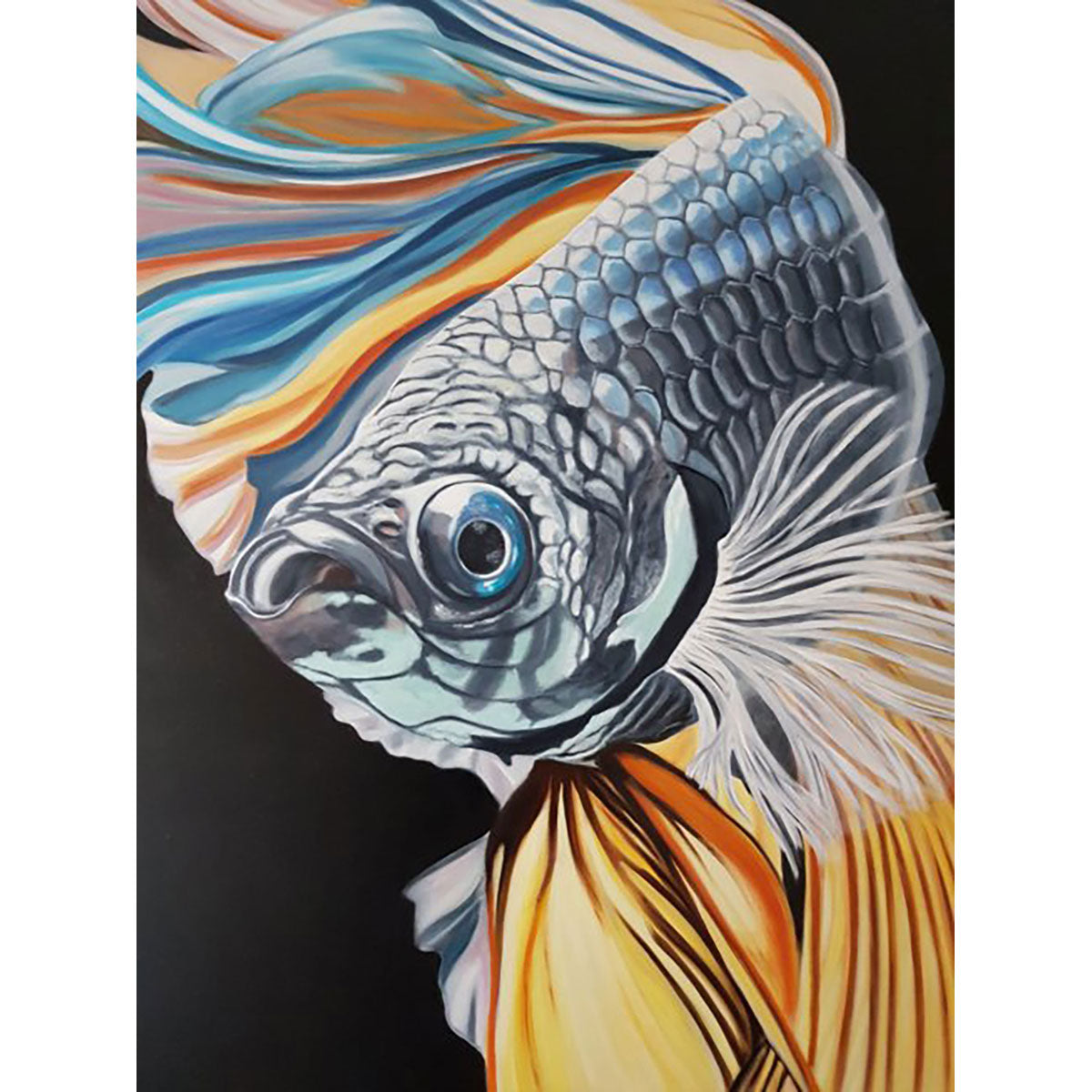 Vibrant Fighting Fish Oil Painting on Canvas - Animal Theme Artwork for Home Decor, Office Wall Art, and Gift Ideas