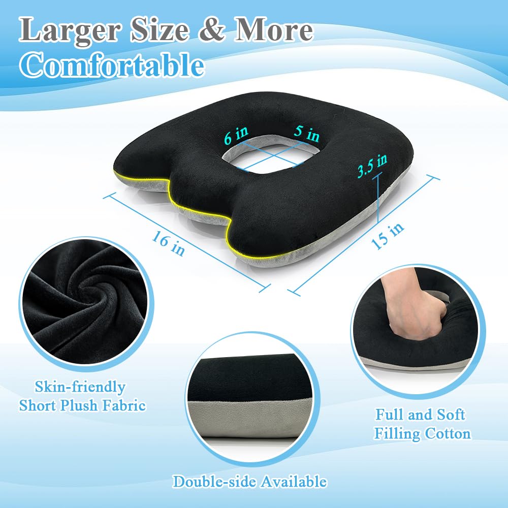 Donut Pillow for Tailbone Pain Relief & Pressure Ulcer Prevention - Postpartum, Hemorrhoid & Post-Surgery Seat Cushion - Comfortable Butt Lifting Doughnut Cushion for Office Chair, Wheelchair & Home Use