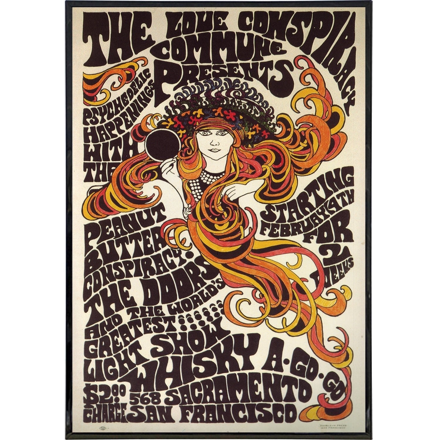 Vintage 1967 The Doors Whiskey a Go Go Concert Poster Print - Classic Rock Band Wall Art Decor for Music Lovers & Retro Home Office Decor
