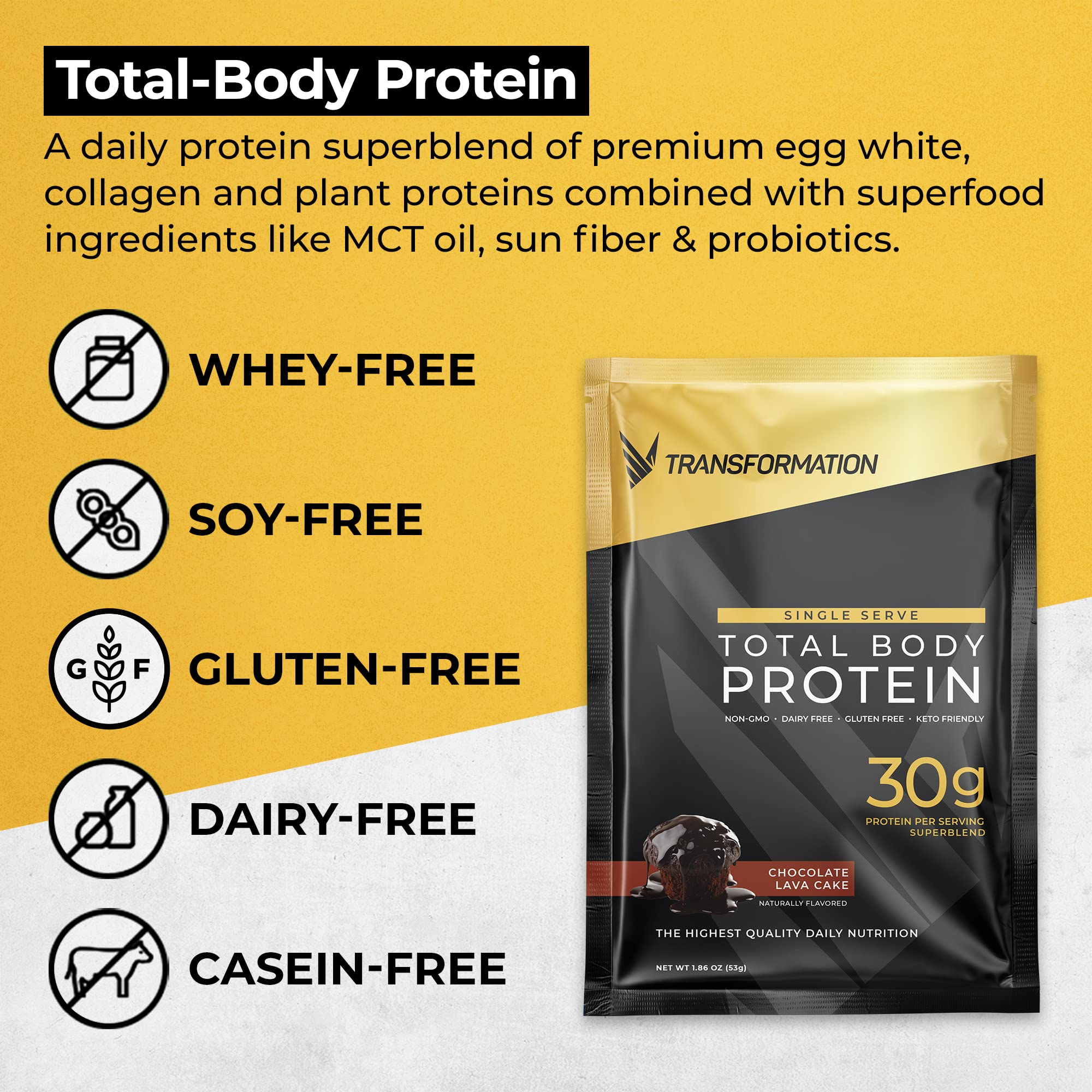 Transformation Protein Super Blend with Egg White, Collagen Peptides & Plant Protein | 15 Billion CFU Probiotics & Digestive Enzymes | Low Carb Keto Protein Shake Powder with MCT Oil for Men & Women | Chocolate Flavor (10 Pack) | Perfect for Post-Workout Recovery & Meal Replacement