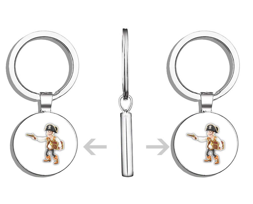 Pirate Treasure Hunter Keychain - Round Stainless Steel Metal Key Ring with Double Sided Design - Perfect for Adventure Enthusiasts & Gift Giving