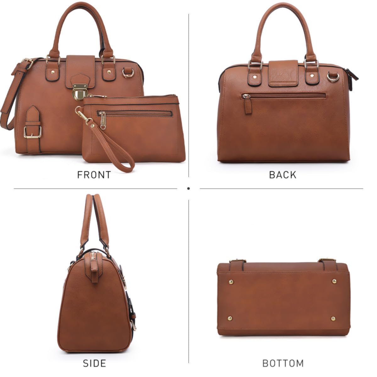 Vegan Leather Women's Barrel Handbag - Fashionable Satchel Top Handle Shoulder Purse for Work & Office | Dasein Tote Bag for Professional Women, Daily Commute & Business Meetings