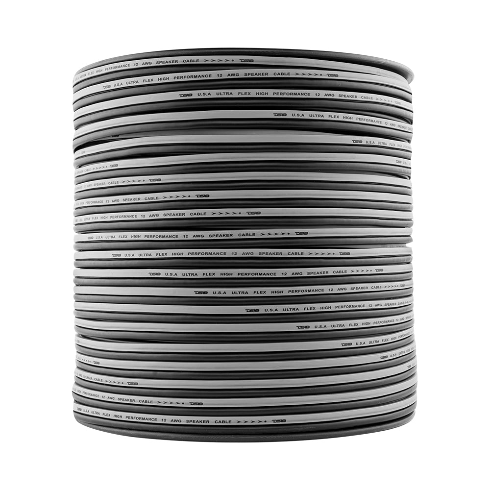 12 Gauge Speaker Wire 500 Feet - Silver & Black Oxygen-Free Copper Cable for Home Theater, Car Audio, and Professional Sound Systems