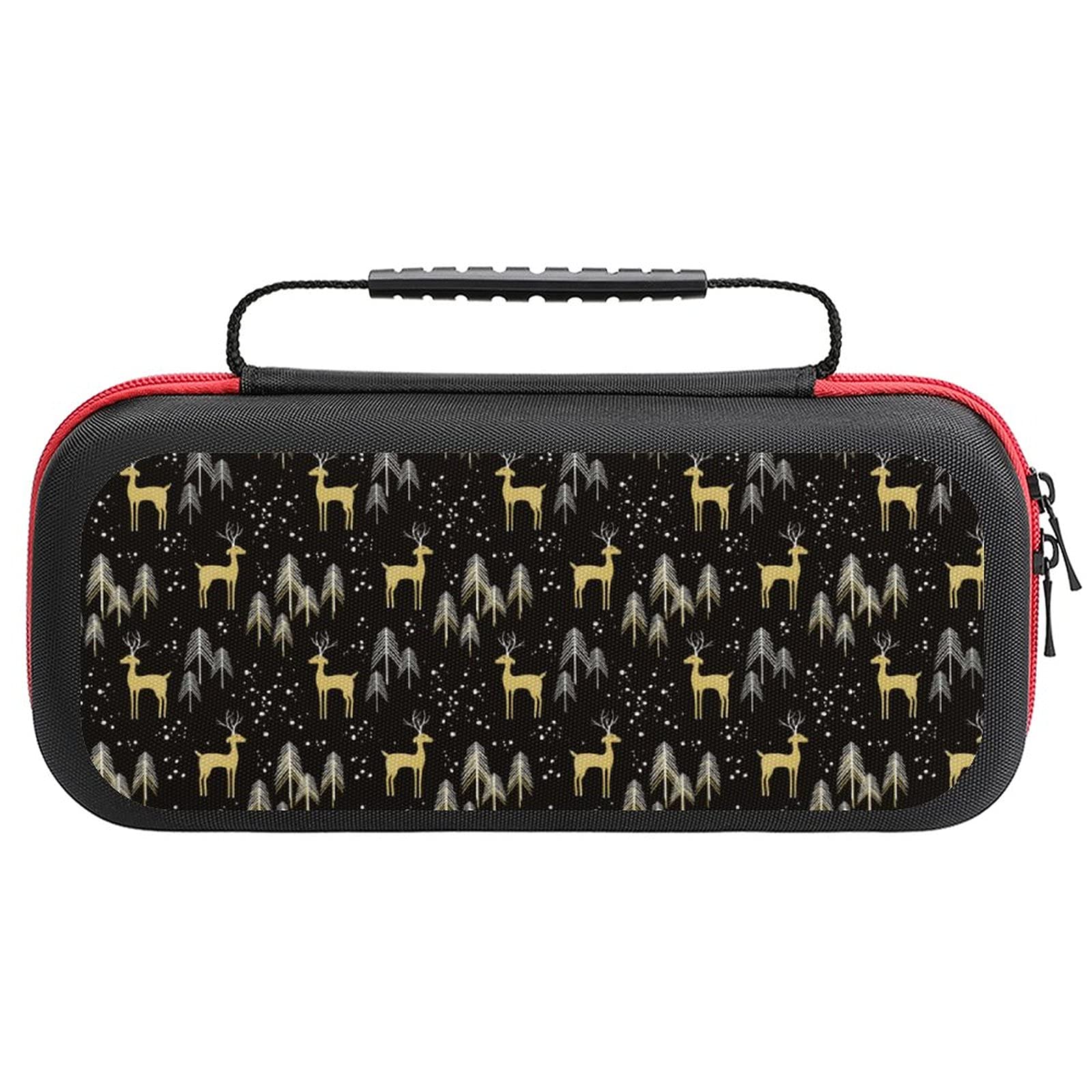 Deer Pine Forest Printed Carrying Case for Nintendo Switch Lite - Protective Storage Bag with Accessory Pockets | Portable Travel Case for Gaming on the Go, Commuting & Outdoor Adventures