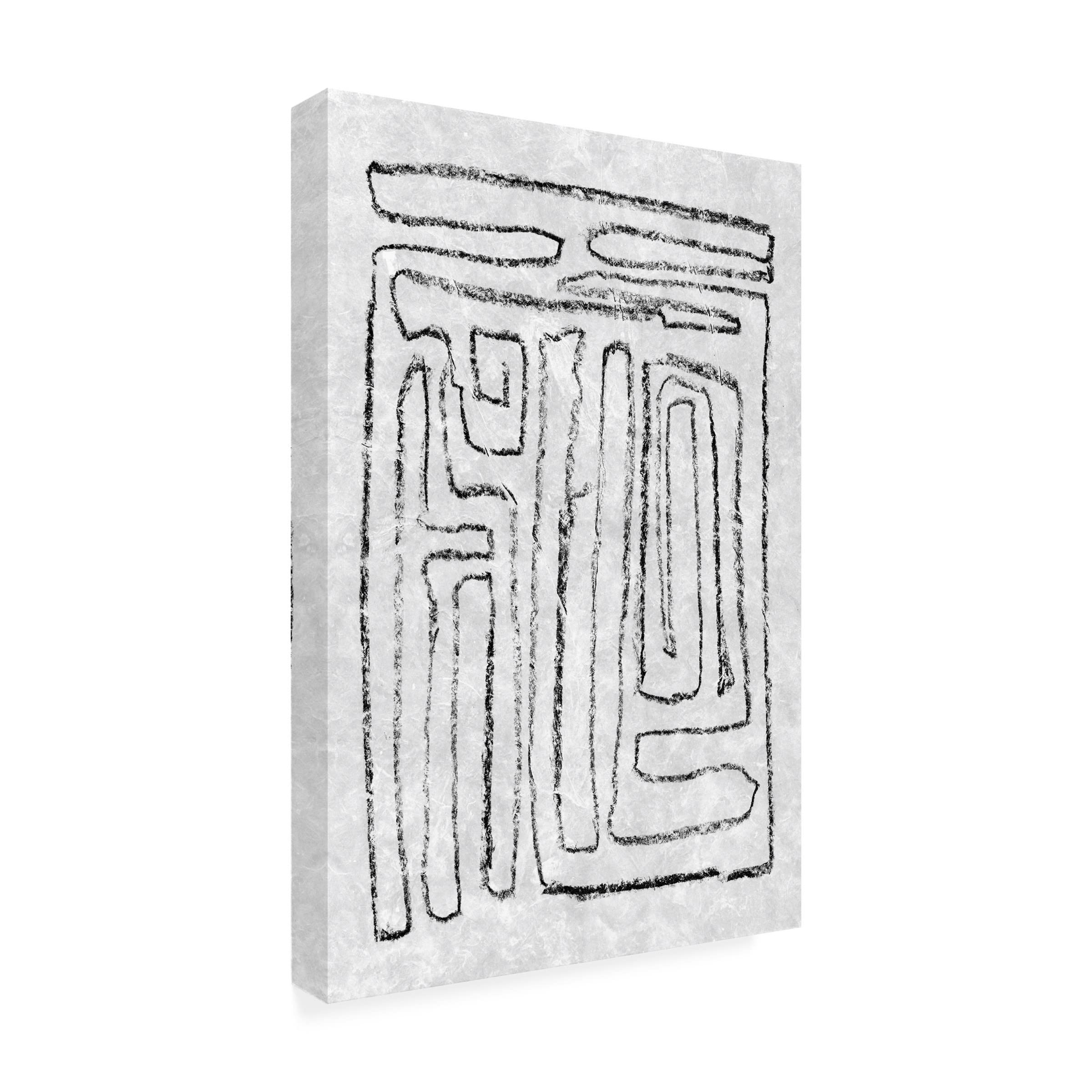 Jennifer Goldberger 'Black And White Runes I' Canvas Wall Art Print - Modern Abstract Home Decor for Living Room, Bedroom & Office