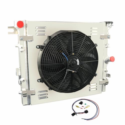 3 Row Aluminum Radiator with Shroud Fan & Relay Kit - Compatible with 2007-2018 Jeep Wrangler JK V6 3.6L 3.8L - Perfect for Off-Roading, Overheating Prevention & Engine Cooling