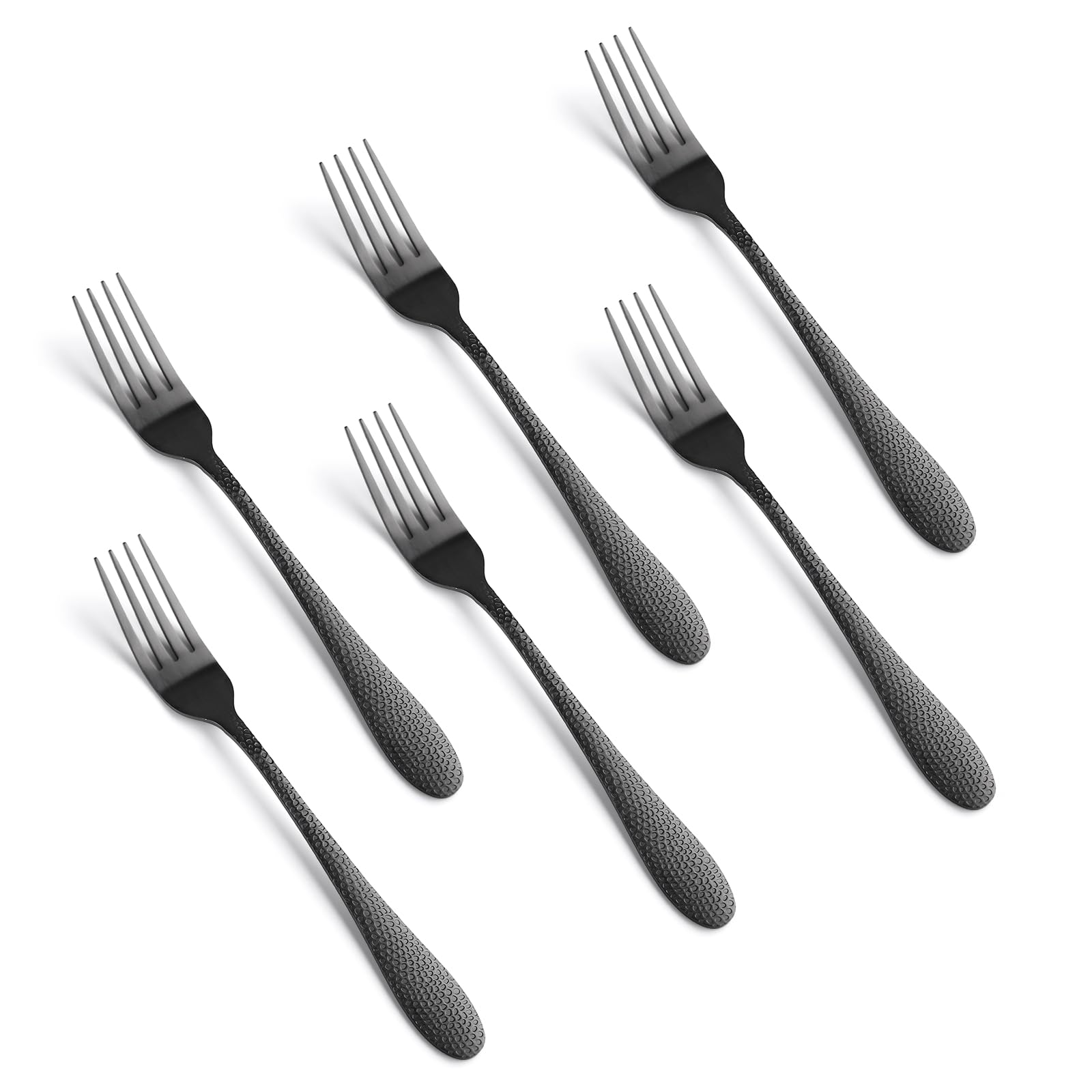 6-Piece SANLUNS 18/10 Stainless Steel Mini Forks Set - 5.5 Inch Cocktail, Salad & Oyster Forks with 4 Tines (Black) | Perfect for Appetizers, Desserts, Fruits & Party Plating