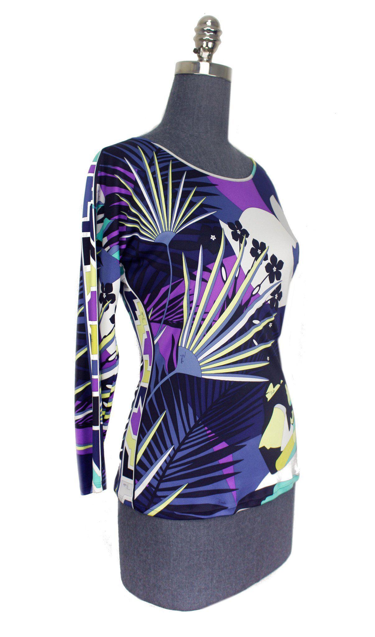 Emilio Pucci Printed Silk Long Sleeve Blouse Women's Size M | Luxury Italian Fashion for Evening Parties & Special Occasions