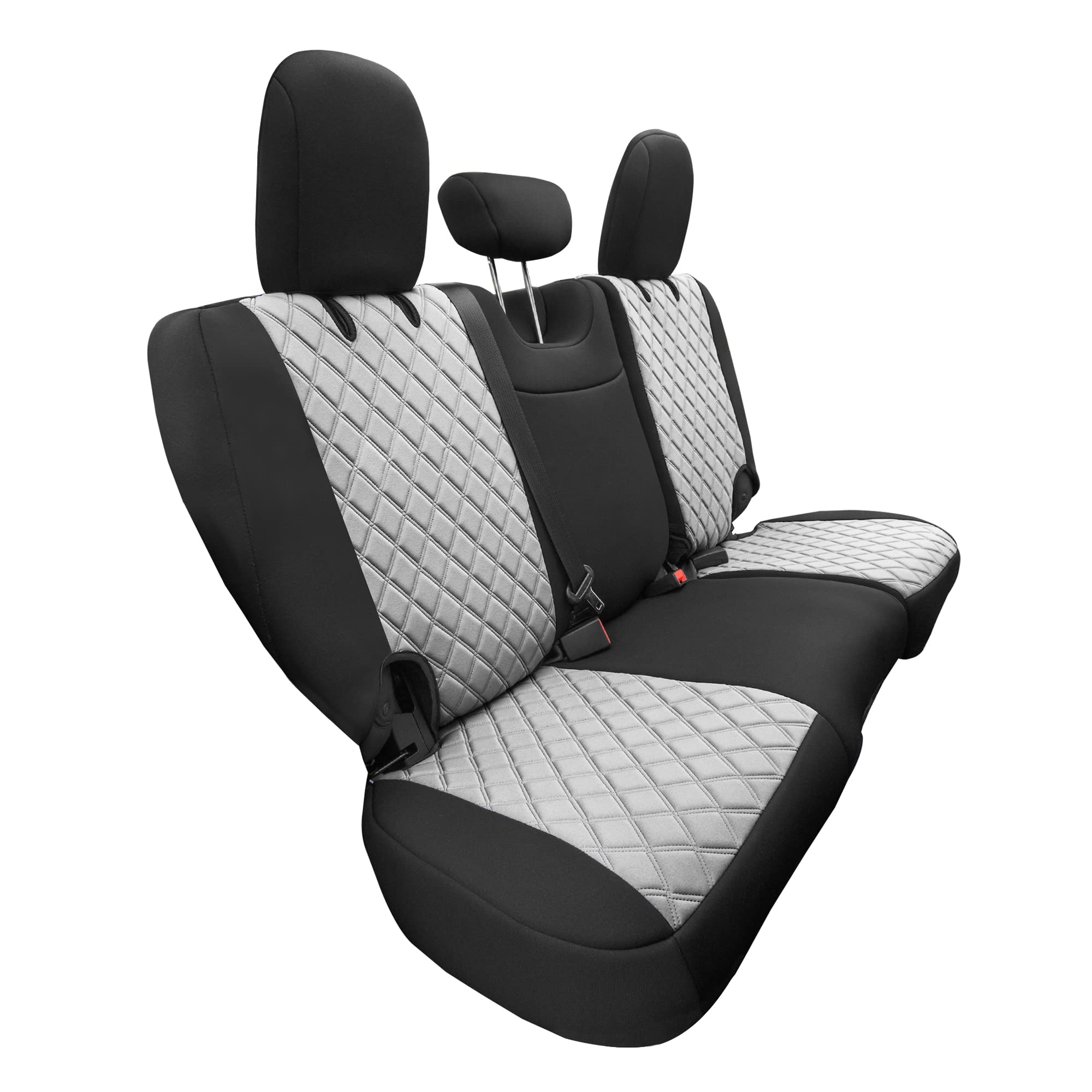 FH Group Custom Fit Neoprene Waterproof Car Seat Covers for Jeep Wrangler JL 4DR 2018-2024 - Gray Rear Set | Durable Protection for Off-Road Adventures & Daily Commutes