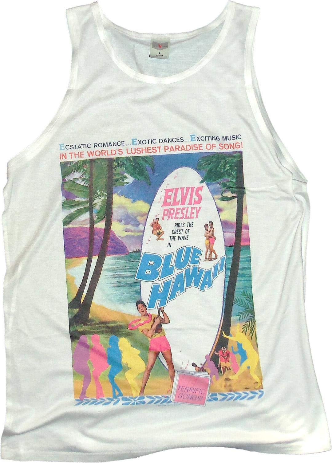 Elvis Presley Rockin' Hawaii White Sports Fabric Tank Top for Men - Perfect for Concerts, Beach Parties & Summer Outfits