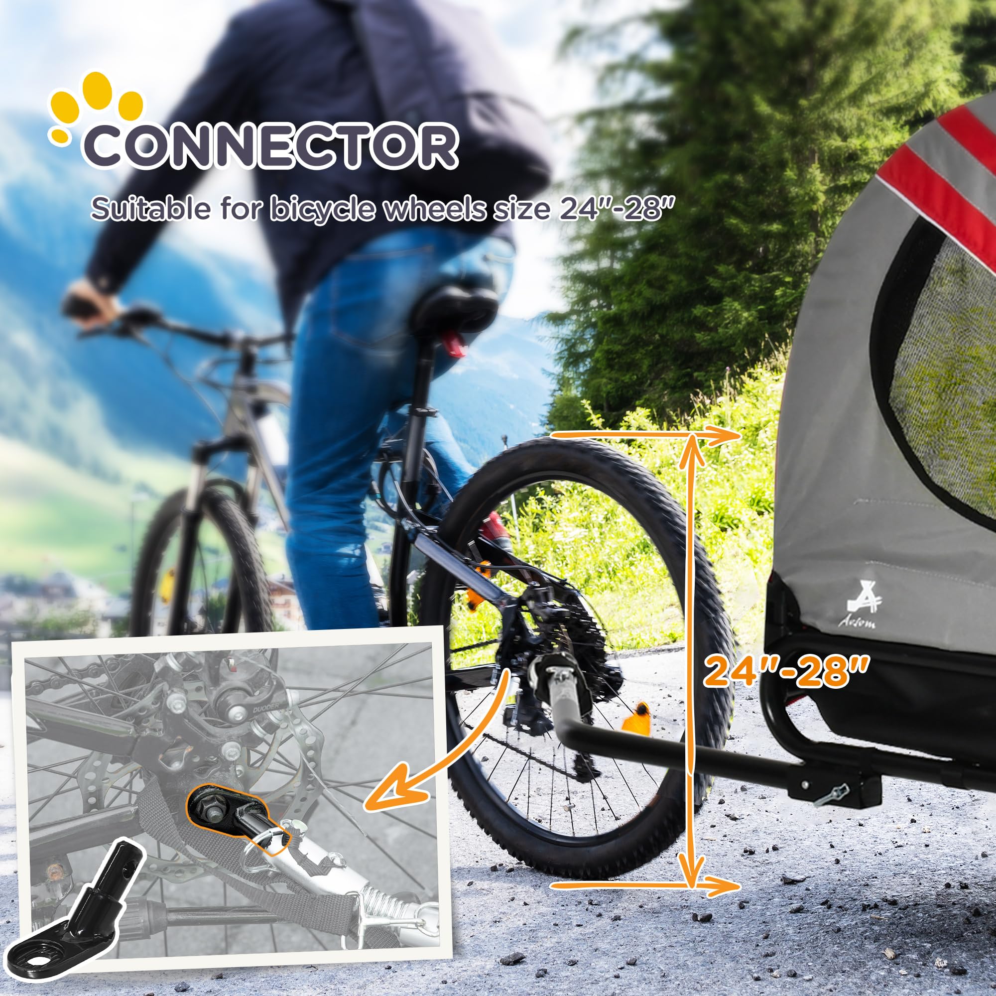 Aosom 2-in-1 Pet Bike Trailer for Small Dogs - Road-Visible Bicycle Stroller & Weatherproof Bike Wagon with Sidecar Attachment - Perfect for Cycling Adventures, Dog Park Trips & Outdoor Activities