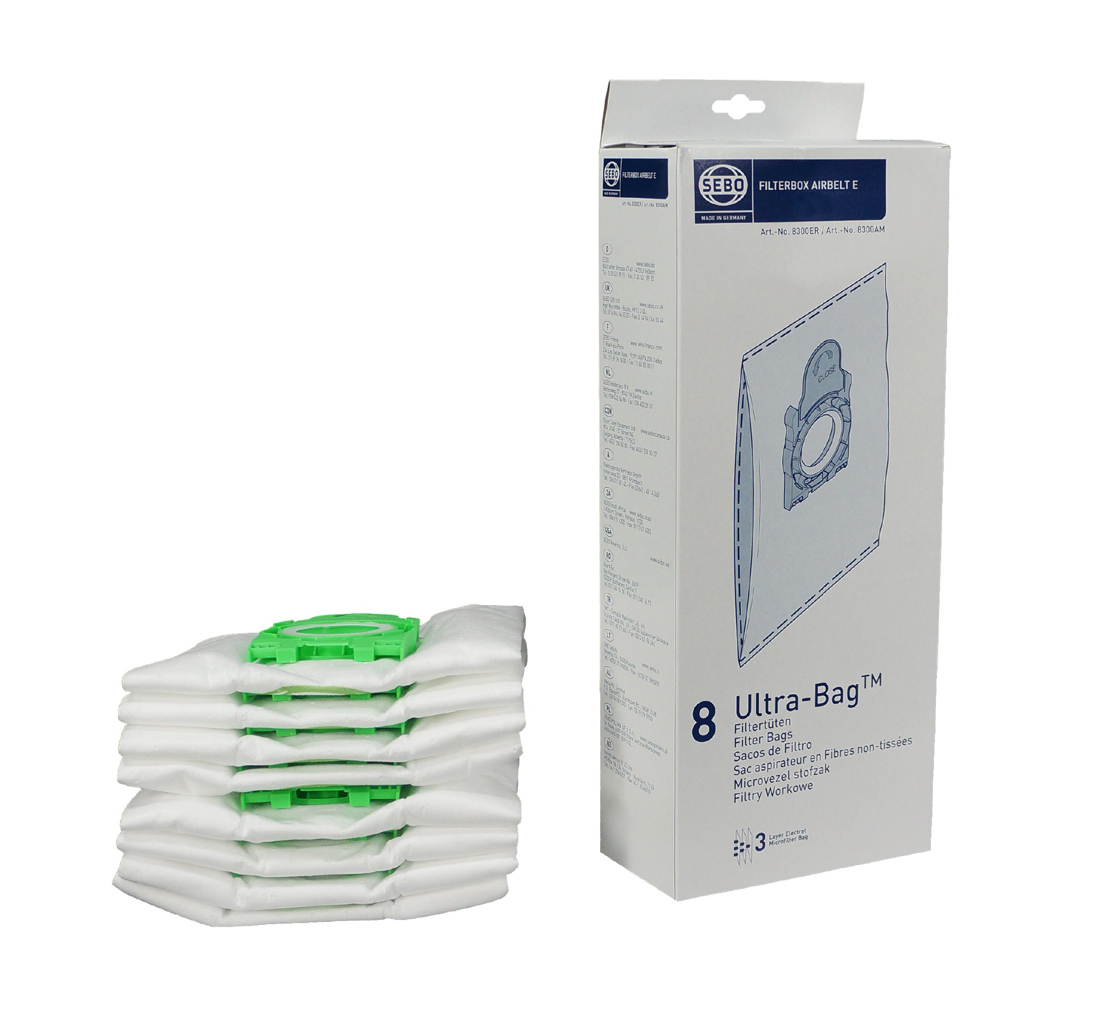 Sebo E Series Ultra Vacuum Cleaner Bags - 8 Pack | Premium Dust Bags for Sebo E Series Vacuums | Perfect for Home Cleaning & Pet Hair Removal