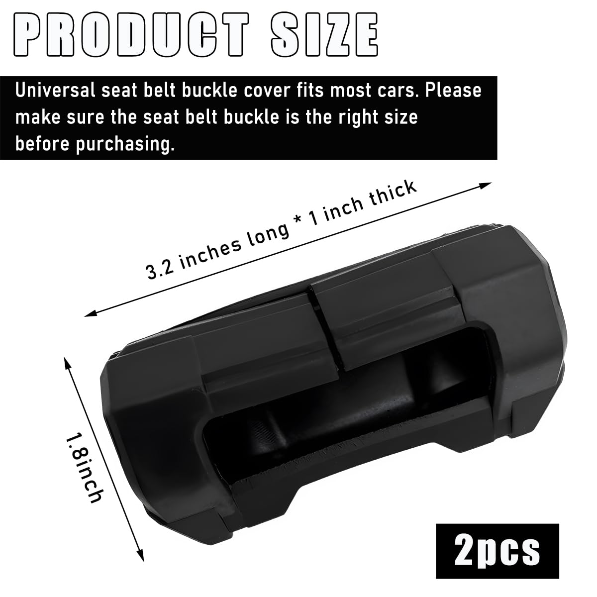 2 PCS Universal Car Seat Belt Buckle Covers - Soft Silicone Anti-Scratch Protector for Seat Belt Clips - Fits Most Vehicles - Black Car Accessories (Perfect for Family Cars, SUVs & Long Road Trips)