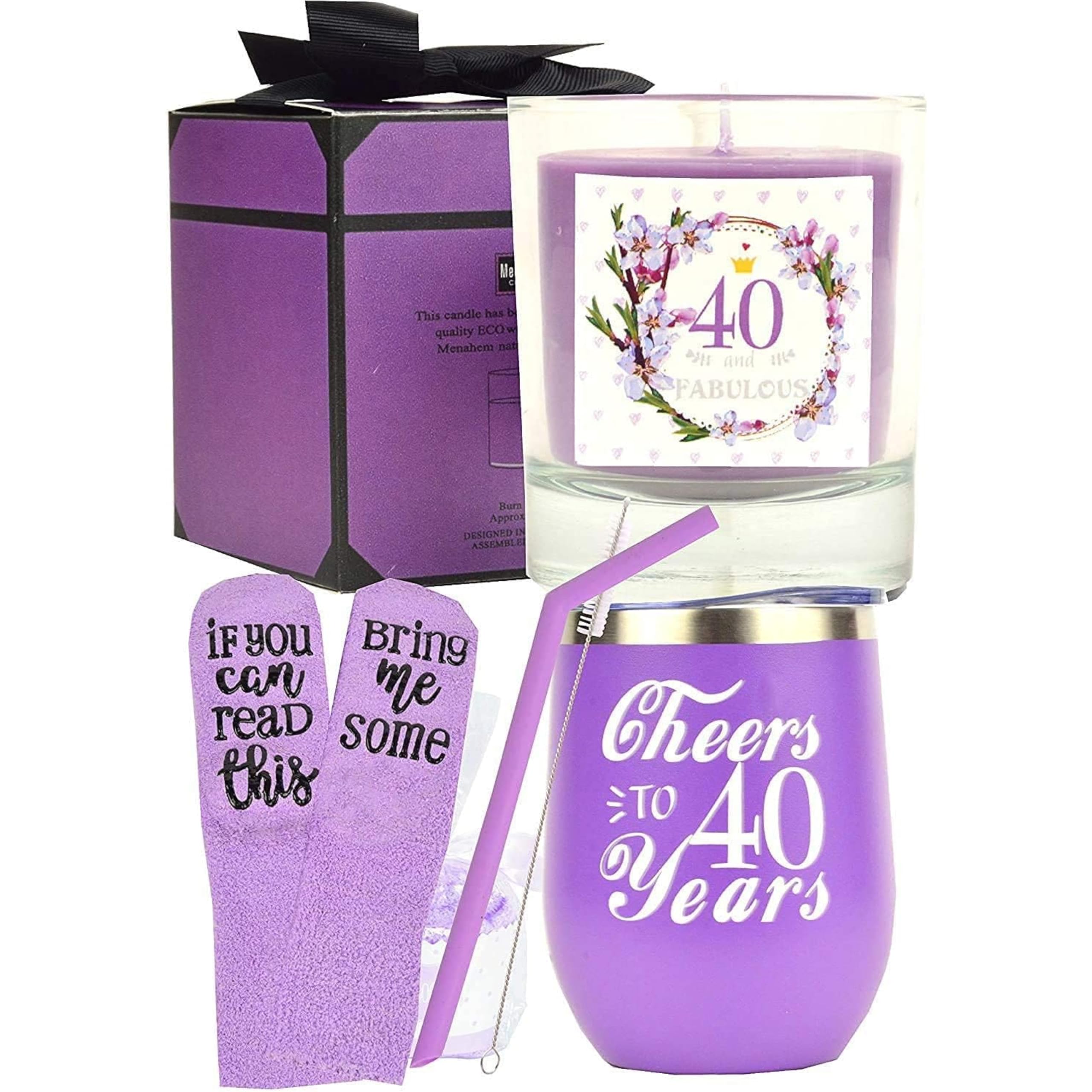 MEANT2TOBE 40th Birthday Gifts for Women - Insulated Tumbler Cup with Lid & Straw, Personalized 40th Birthday Decorations & Party Supplies - Perfect Gift for 40 Year Old Woman, Mom, Wife, Sister - Great for Office, Home, Birthday Parties & Daily Use