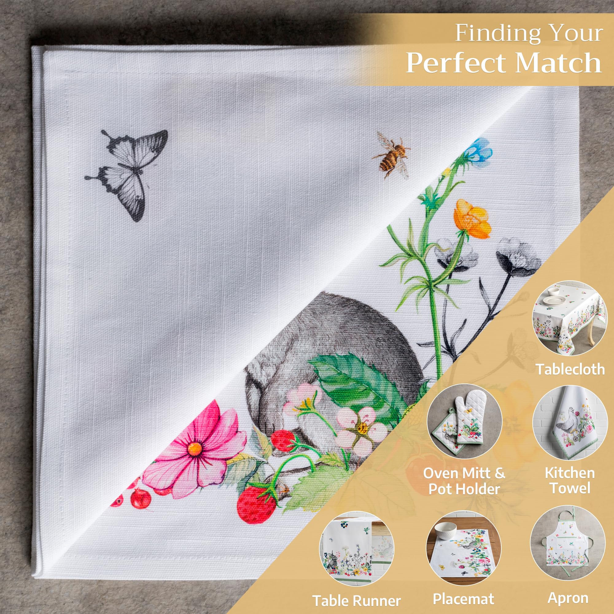 Maison d'Hermine 100% Cotton Cloth Napkins Set of 4 - Premium Washable Dinner Napkins for Kitchen, Party, Wedding & Restaurant - 20x20 Inch Spring/Summer Floral Design (Printemps) - Perfect for Easter Decorations & Everyday Dining