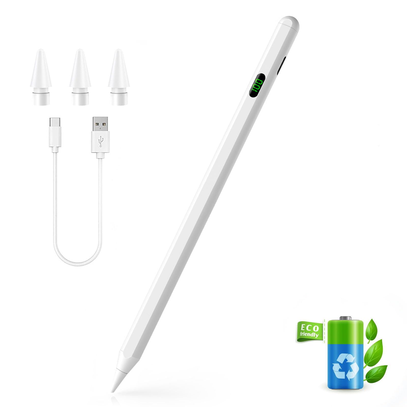 Premium Stylus Pen for iPad Pro & Air (13/12.9/11 inch) - Magnetic Attachment, Battery Indicator & Palm Rejection Technology - Perfect for Digital Art, Note Taking & Professional Work
