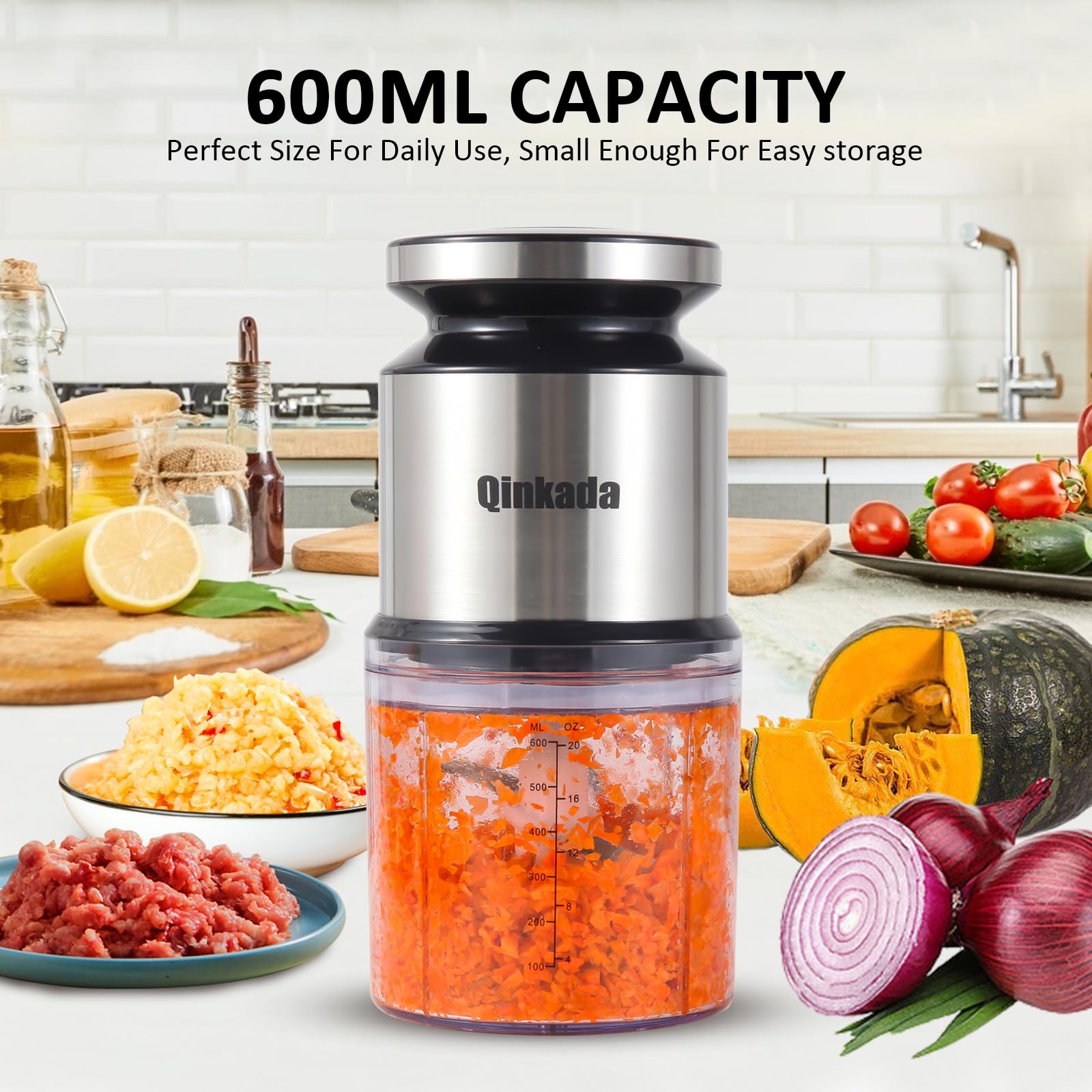 **Mini Food Processor 2.5 Cup (600ml) 400W Electric Blender & Chopper for Baby Food, Fruits, Vegetables, Meat – Perfect for Purees, Smoothies & Meal Prep (Silver)**    *(Ideal for busy parents, healthy eaters, and home chefs – great for making baby food, smoothies, dips, sauces, and quick meal prep!)*