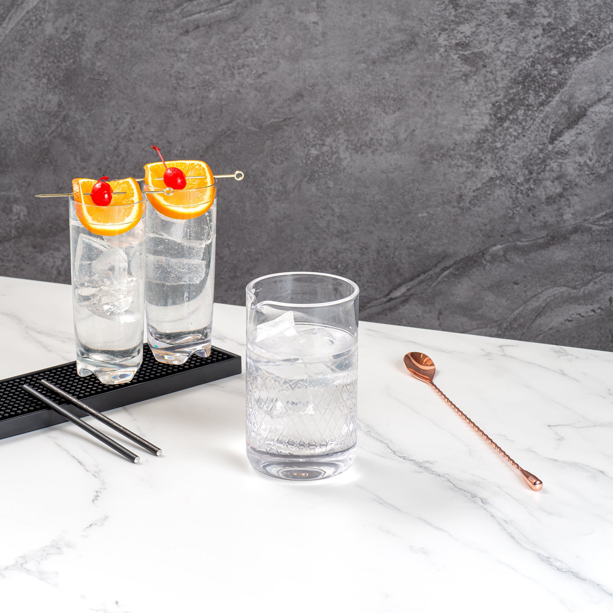 Premium 17 oz Hand Blown Crystal Cocktail Mixing Glass - Diamond Cut Pattern, Bar Lux Brand, 3.75