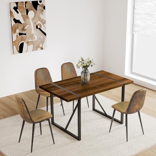 Walnut Table + Brown Chairs-2