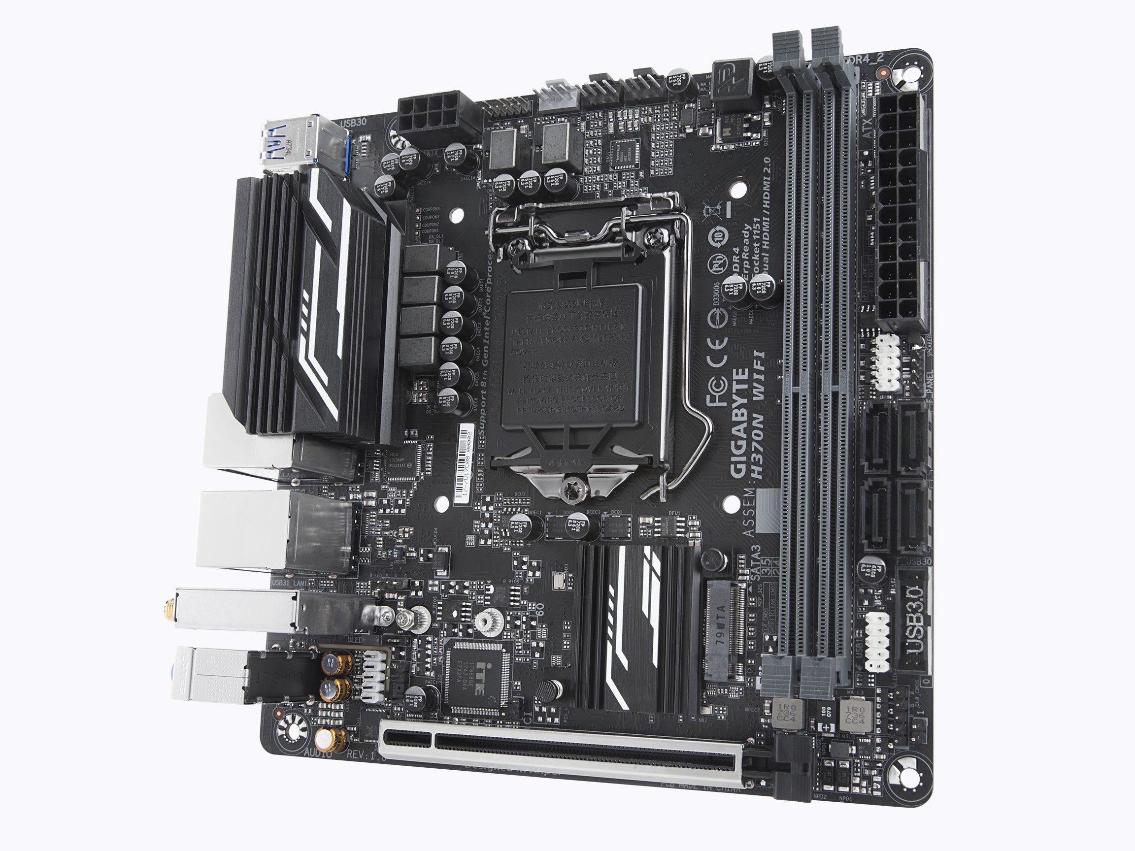 GIGABYTE H370N WiFi Mini ITX Motherboard - LGA1151 Socket, Intel H270 Chipset, DDR4 RAM, USB 3.1 Gen 1 (Type-C & Type-A) - Perfect for Compact Gaming PC & Home Theater Builds