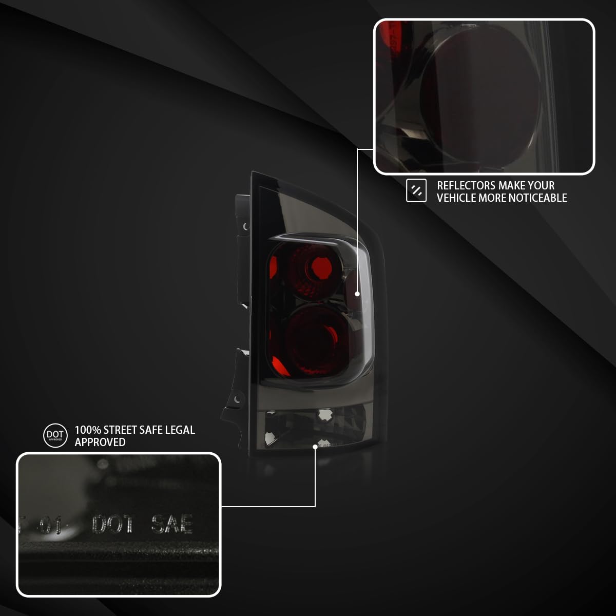 AUTOZENSATION Smoke Lens Tail Lights Compatible with 2005-2015 Nissan Armada - Left & Right Pair Assembly - Upgrade Your Vehicle's Rear Lighting for Enhanced Style & Safety