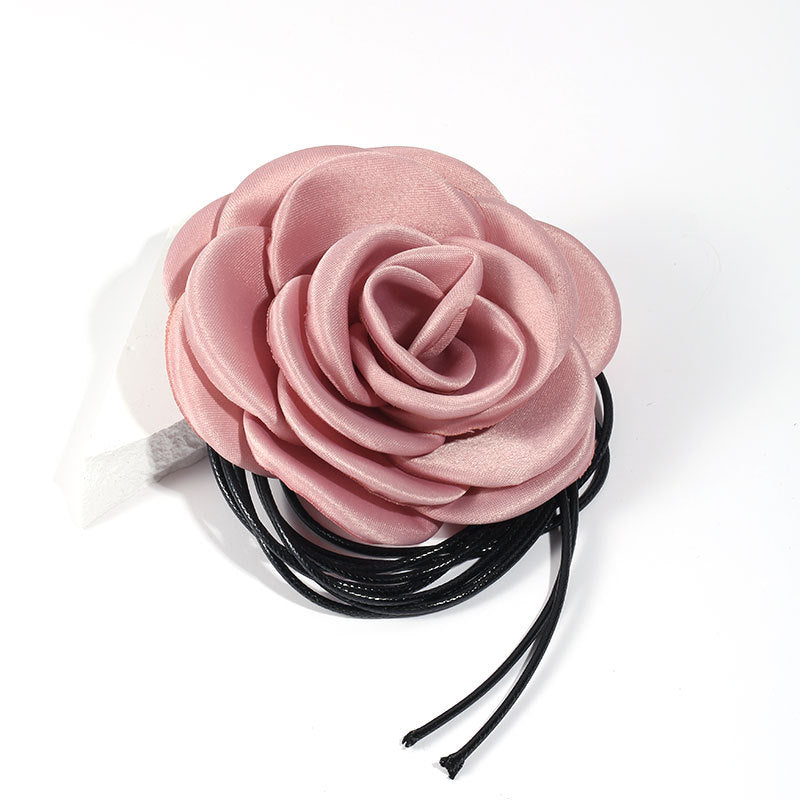 Rose Phantom Flower Suede Choker Necklace | Gothic Victorian Costume Jewelry | Perfect for Halloween, Cosplay & Vintage Fashion Outfits